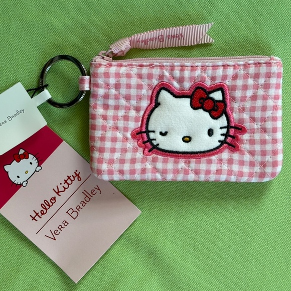 VERA BRADLEY HELLO KITTY ZIP ID CASE:NWT HELLO KITTY GINGHAM - Picture 2 of 13